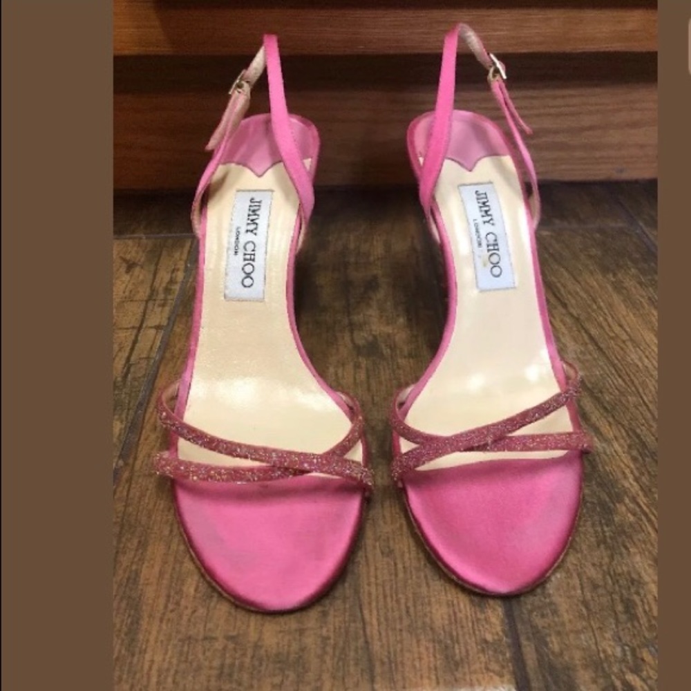 Jimmy Choo strappy slingback sparkle heels